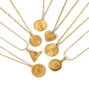 1 piece of simple and stylish  gold-plated stainless steel geometric triangle heart-shaped pendant necklace for women's jewelry for daily wear h5